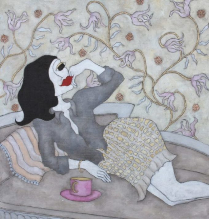"Favorite tea" 59 x 63 cm, olja på duk